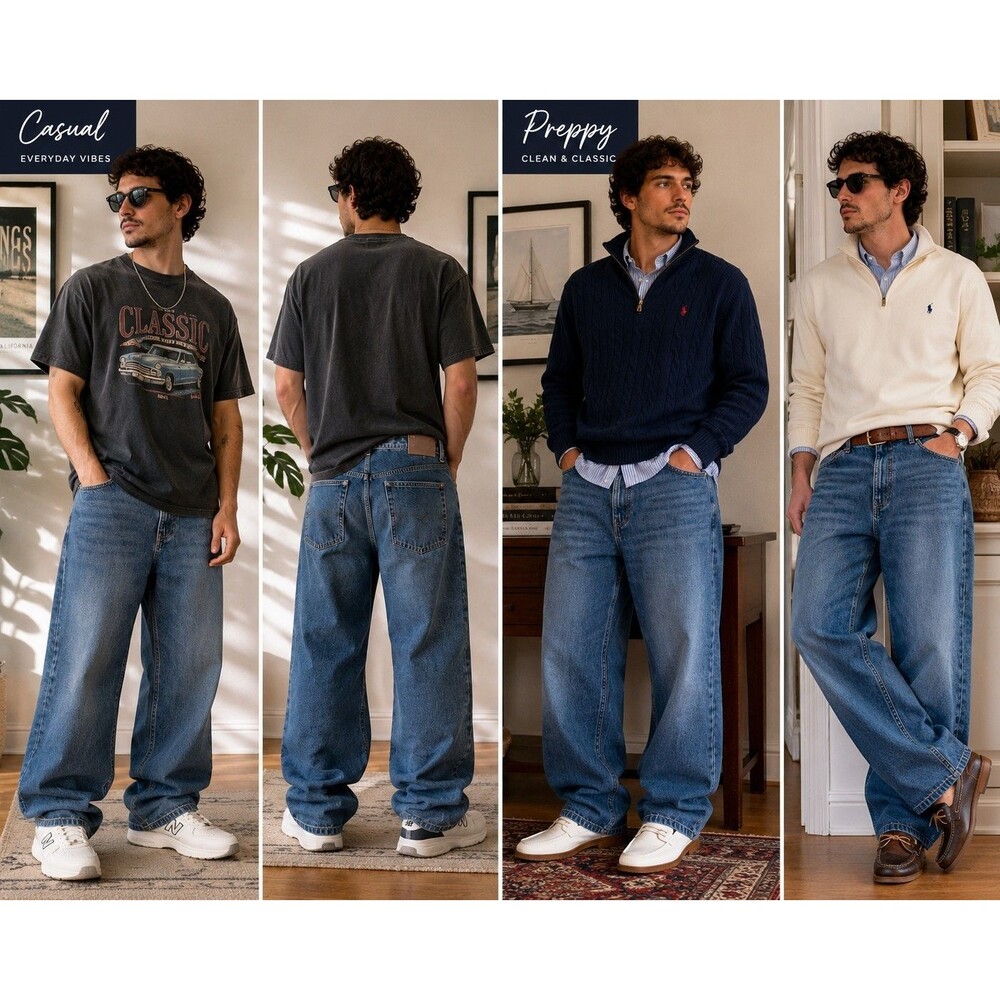 Bagatelle Homme New York Jeans Mens 38 Blue Relaxed Wide Leg Denim 100% Cotton